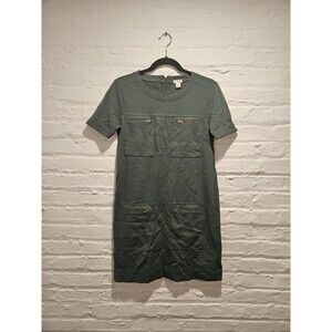 J. Crew Military Green Gold Hardware Short Shift Dress, Size 0